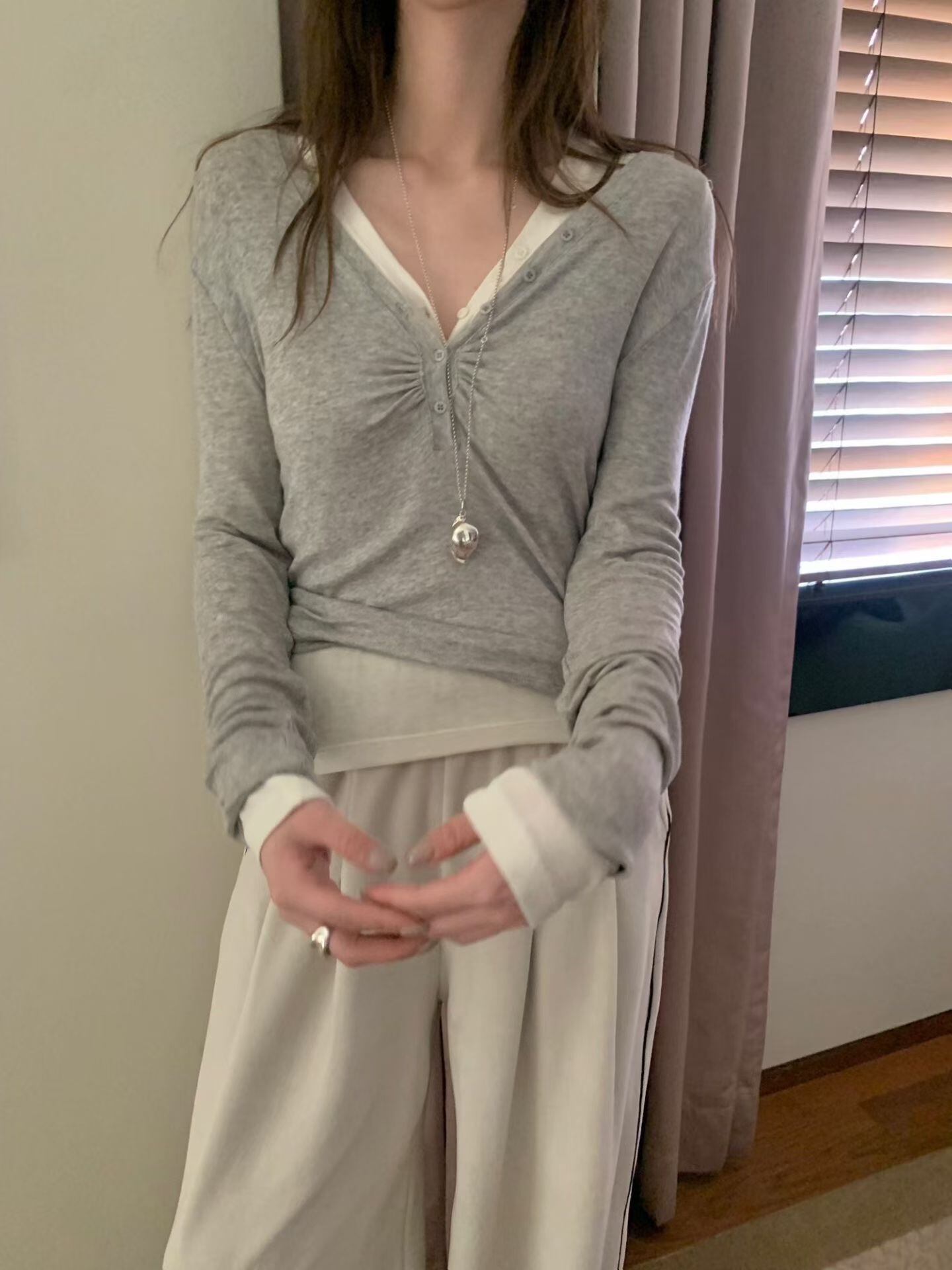 (予約)poster / Rib Button Tee / 4color