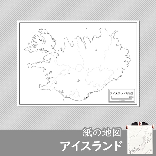 アイスランドの紙の白地図