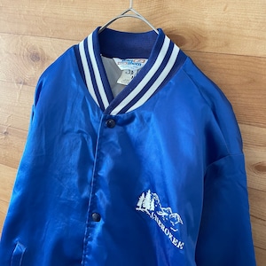 【Velva Sheen】80s 90s USA製 スタジャン ワンポイント ブルー Mサイズ US古着