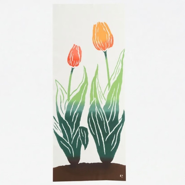 にじゆら手ぬぐい　2輪のチューリップ