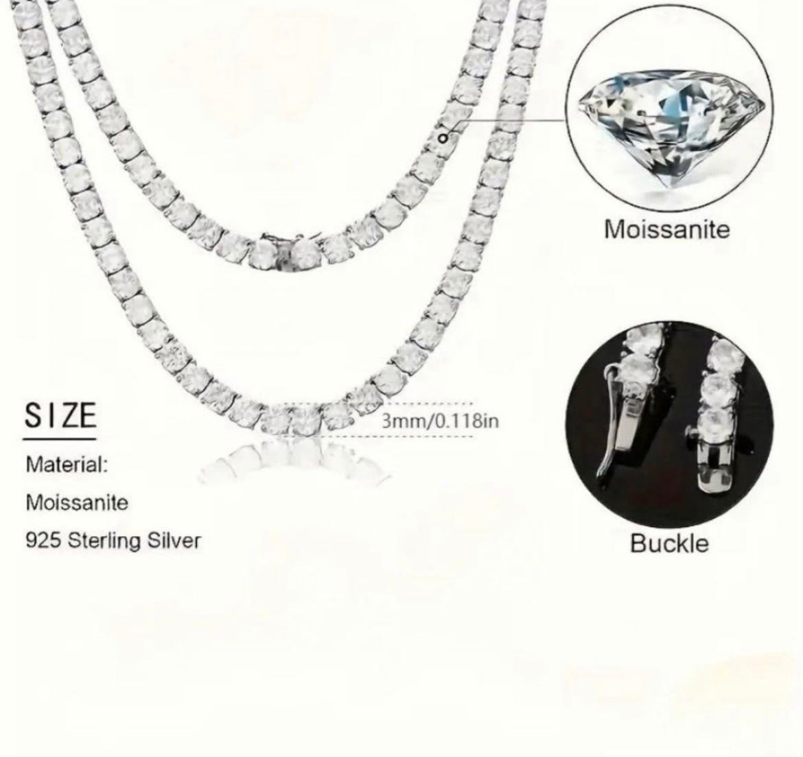 モアサナイト 50cm 証明書付き s925ネックレス付き 究極◇5mm モアサナイト ネックレス ゴールド チェーン2本付属