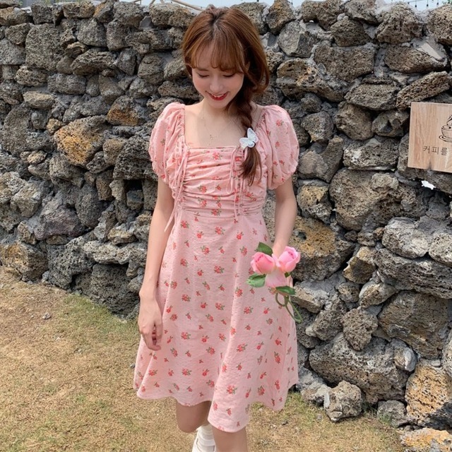 レディースファッション 半袖ワンピース ミニワンピース 花柄 ガーリー 春夏コーデ 新作 More Lluze モア ルーゼ