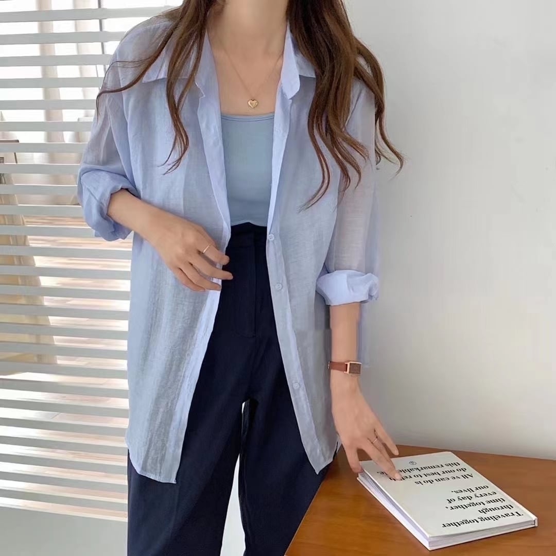 シアーシャツ＋キャミソールセット  AJ2205-686