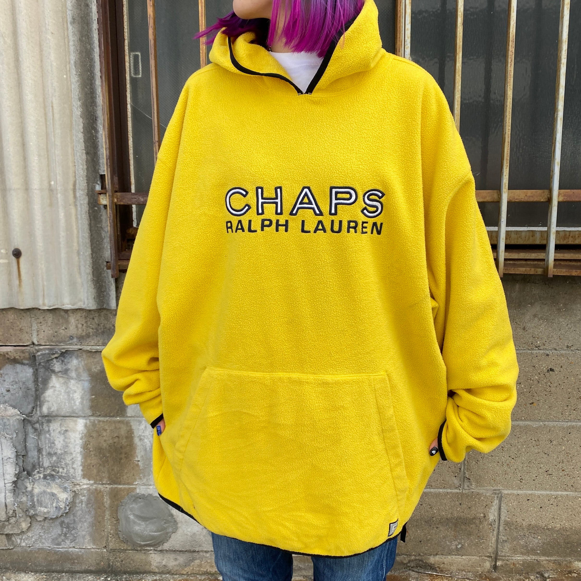 90年代 チャップス ラルフローレン フリース プルオーバーパーカー メンズXL 古着 CHAPS RALPH LAUREN イエロー 黄色 90s  ヴィンテージ ビンテージ ロゴ刺?【フリースジャケット】【HA10】 | cave 古着屋【公式】古着通販サイト