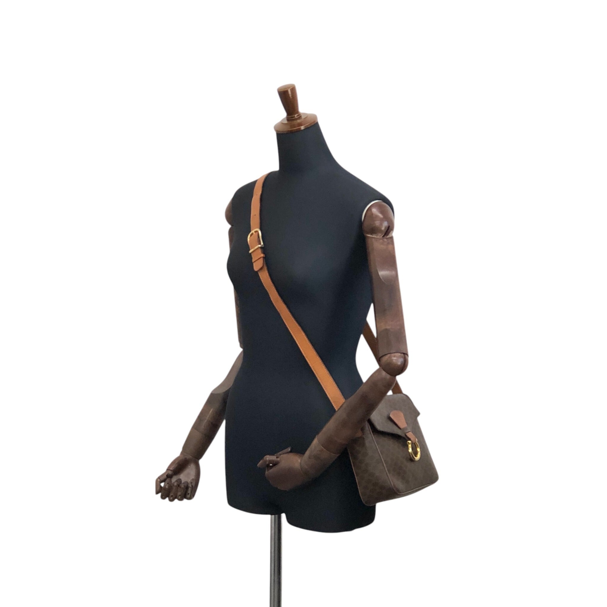 CELINE セリーヌ マカダム ショルダーバッグ ブラウン ホースビット