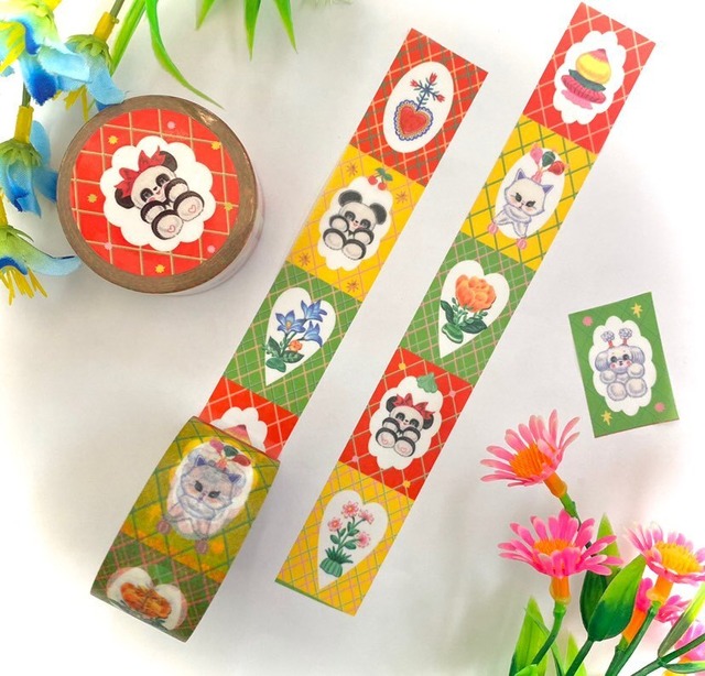 Ot90 Onlytwo パンダ花花 熊貓花花 マスキングテープ 24mmx10m Cherish365 Zakka