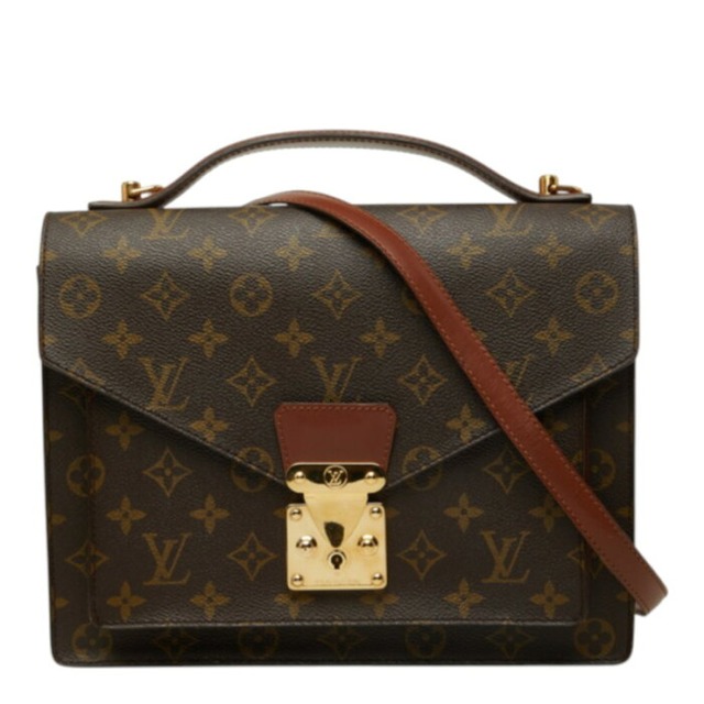 ルイ ヴィトン モノグラム モンソー ハンドバッグ ショルダーバッグ 2WAY M51185 ブラウン PVC レザー レディース LOUIS VUITTON 中古