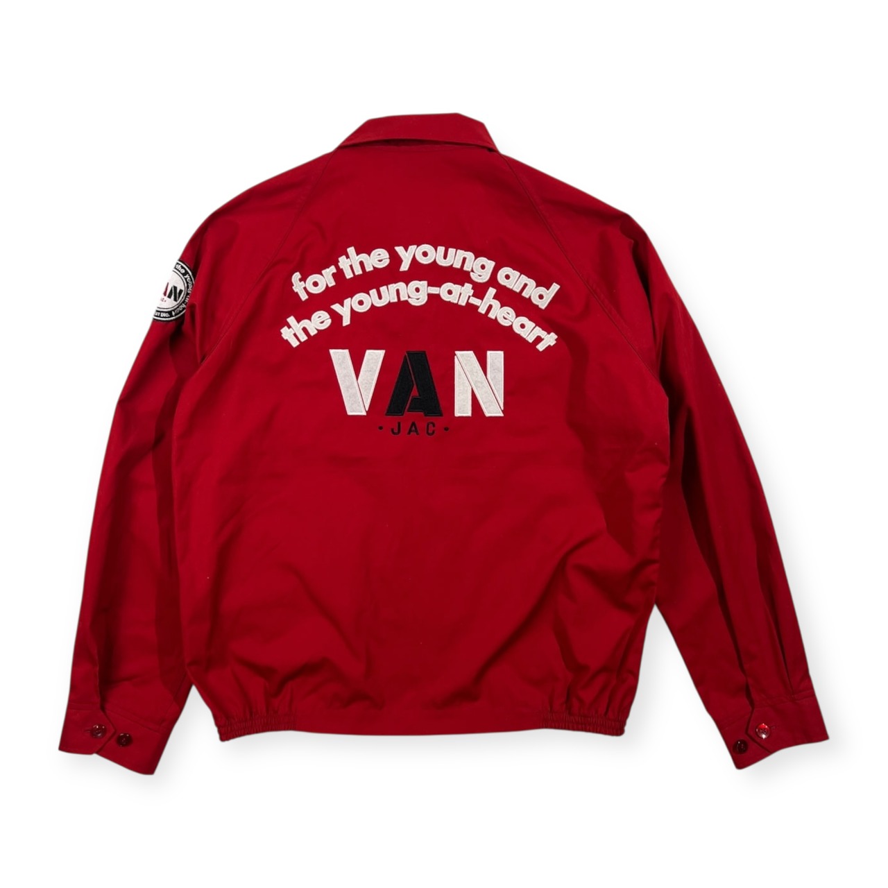 美品 VAN JAC ヴァンヂャケット アーチロゴ ワッペン ドリズラージャケット サイズ L /スイングトップ/レッド/メンズ/レタードワッペン
