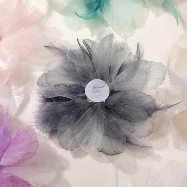 フェザーデザイン カラー ヘアコサージュ 5col　D00602