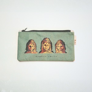 Ashi｜亜紙 Flat Pouch M＊Smiles of Bayon Temple 紙ポーチ バナナ ハンドメイド