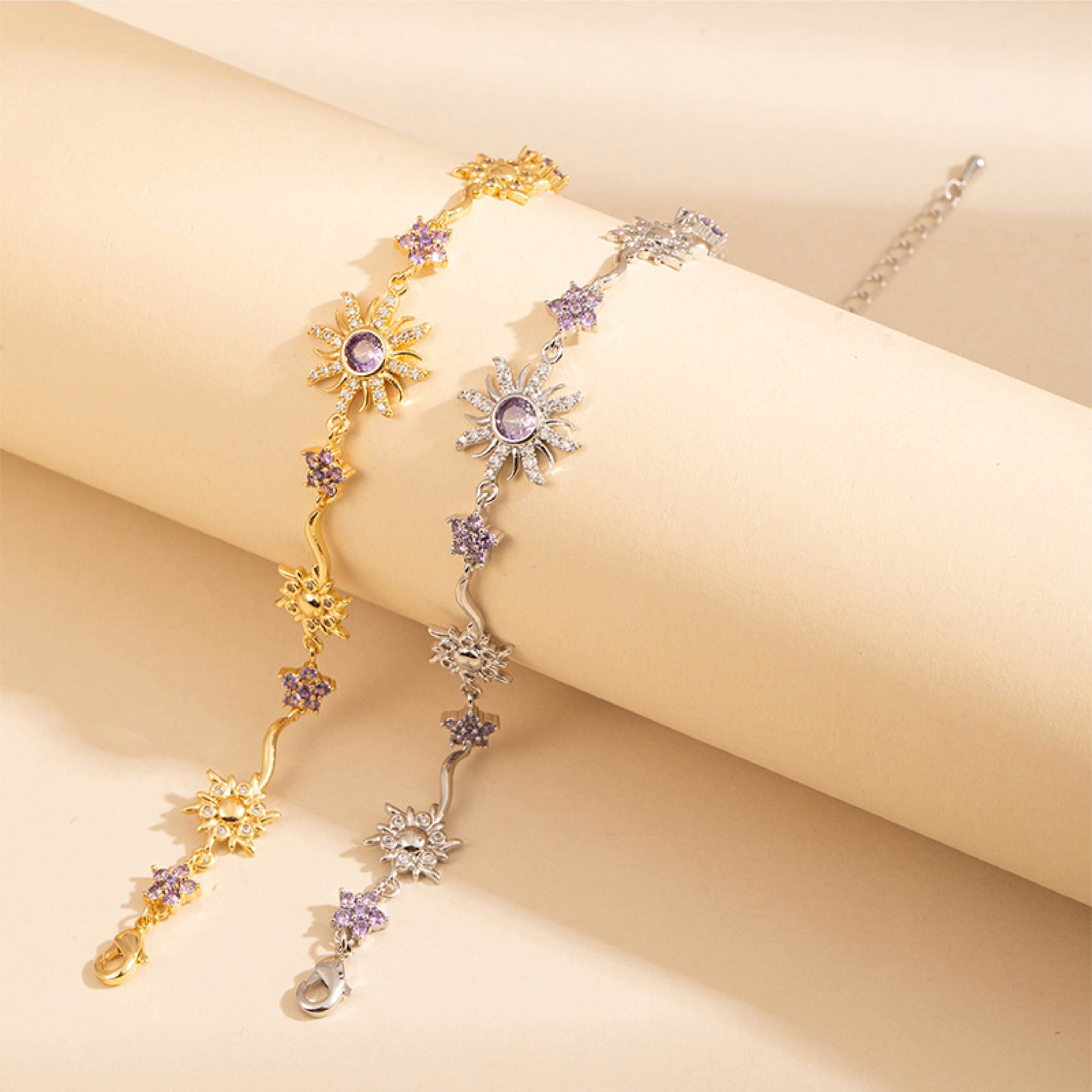 HY 719 . ラプンツェルブレスレット レディース ブレスレット 紫花