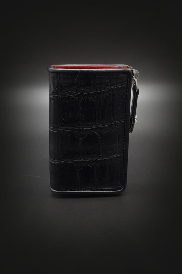 Item No.0425:Little zip wallet /CROCODILE BLACK / Ball-fin