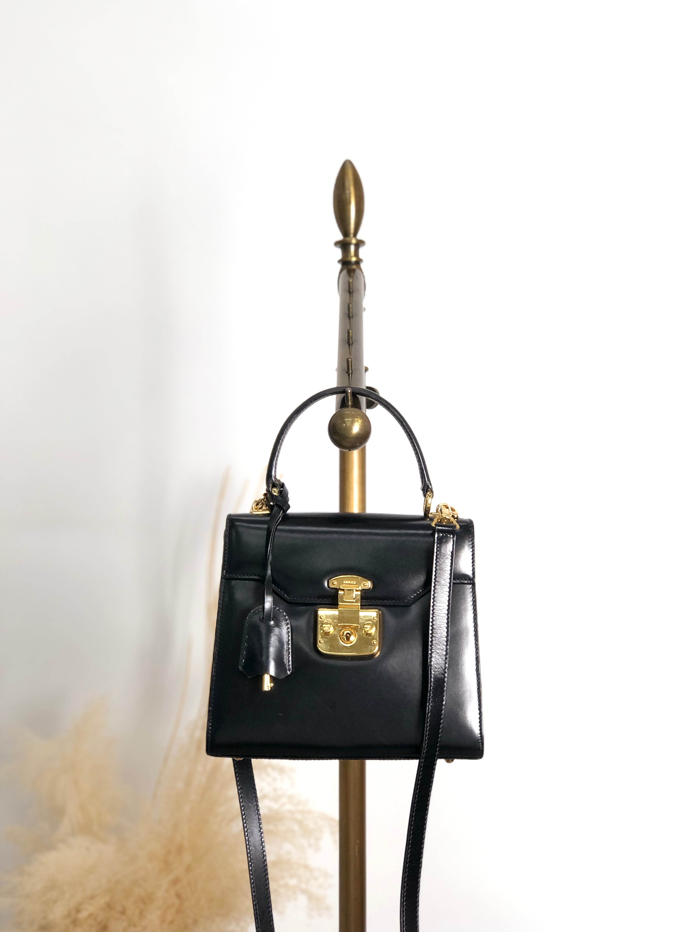 GUCCI グッチ レディロック ショルダーバッグ ブラック レザー 2way vintage ヴィンテージ オールド uiedgd