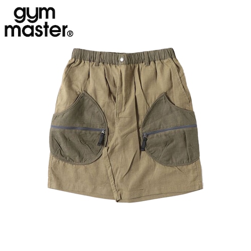 gym master ジムマスター ワッフルウィーブ ドロップポケット ショーツ メンズ コットン100% ワッフル織り イージーショーツ 軽量 清涼 ショートパンツ ウエストゴムG733730 マスタード