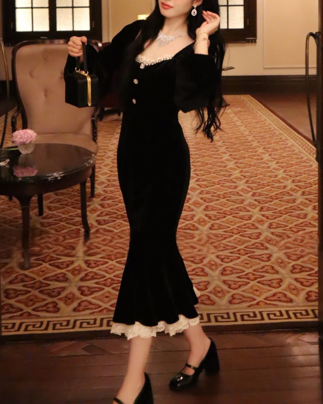 ベルベットマーメイドラインワンピース 2310063 | Deelia ベルベットマーメイドラインワンピース 2310063 | Deelia