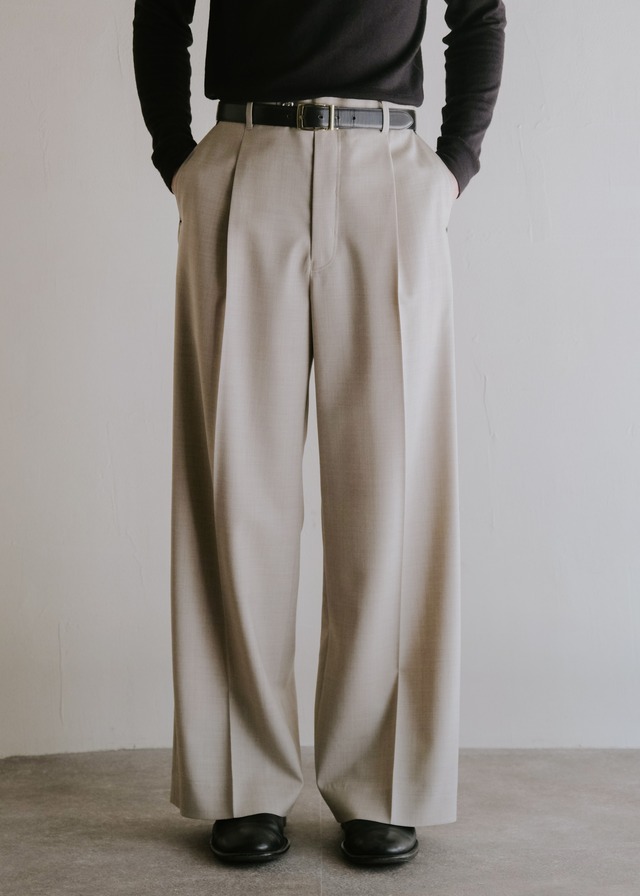 SASAKI SATORU 26SS single tucked wide trousers / Beige
