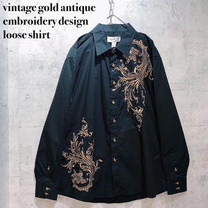 vintage gold antique embroidery design loose shirt