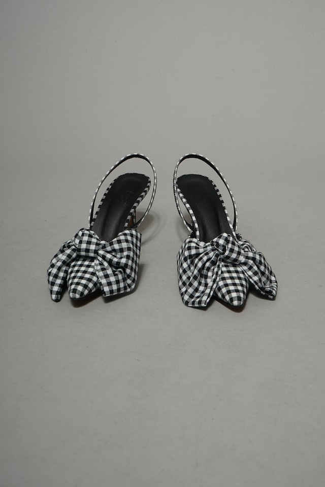 PLAID RIBBON SHOES (BLACK) 2404-73-234