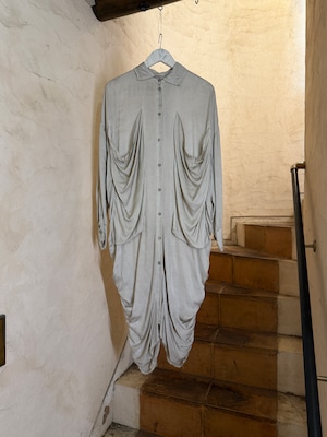 SANCTAMUERTE | DRAPED LONG SHIRT DRESS