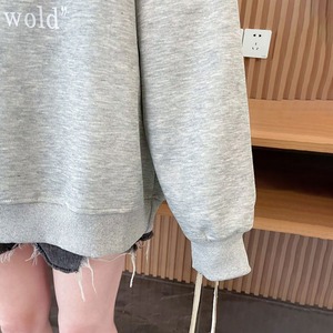 肩開き リボンスウェット レディース オープンショルダー 韓国ストリート ビッグシルエット 体型カバー [SK-LS26T101]