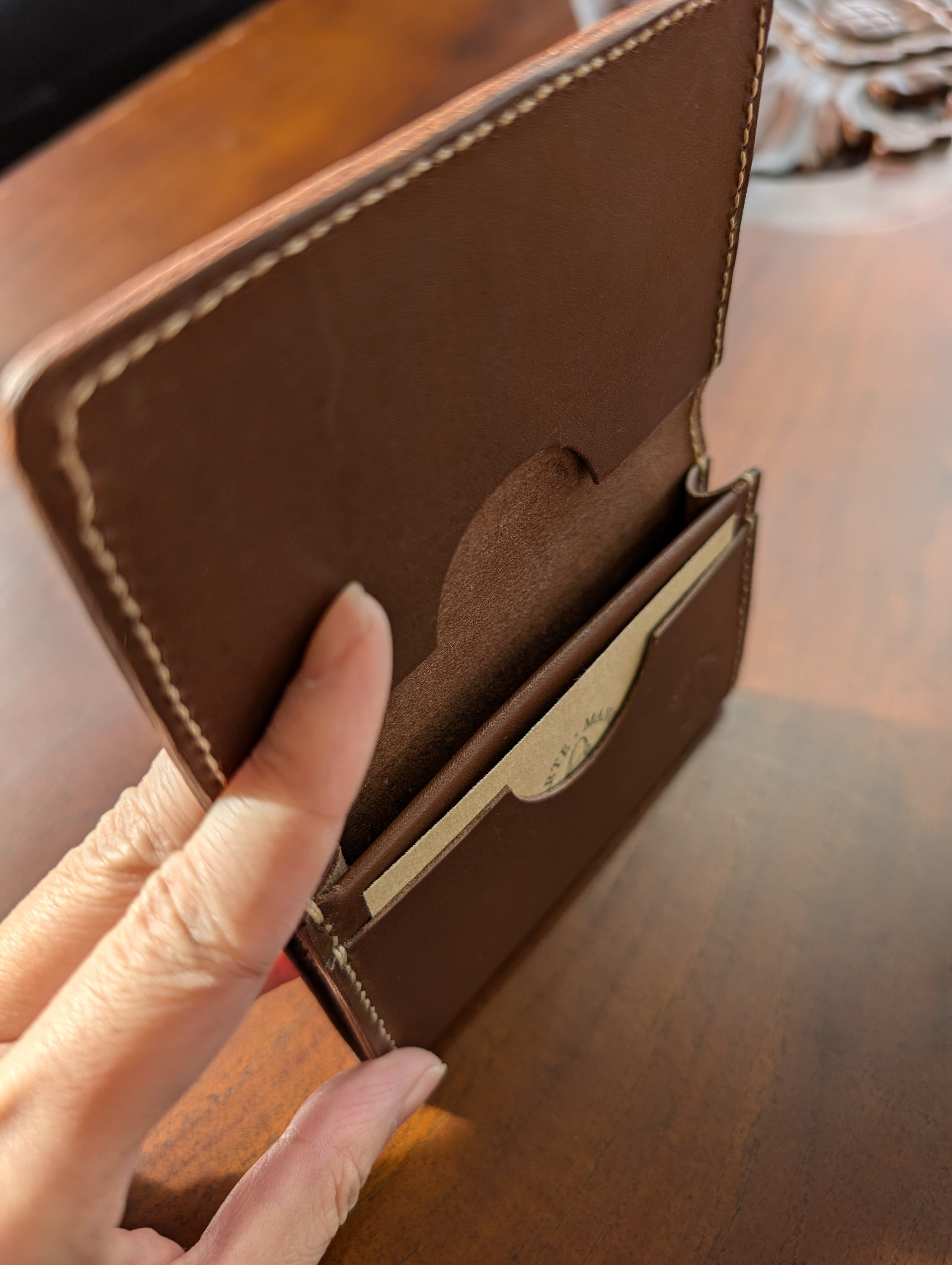 全て手作りの一点もの革小物】マチ付き名刺入れ・カードケース～アルテ