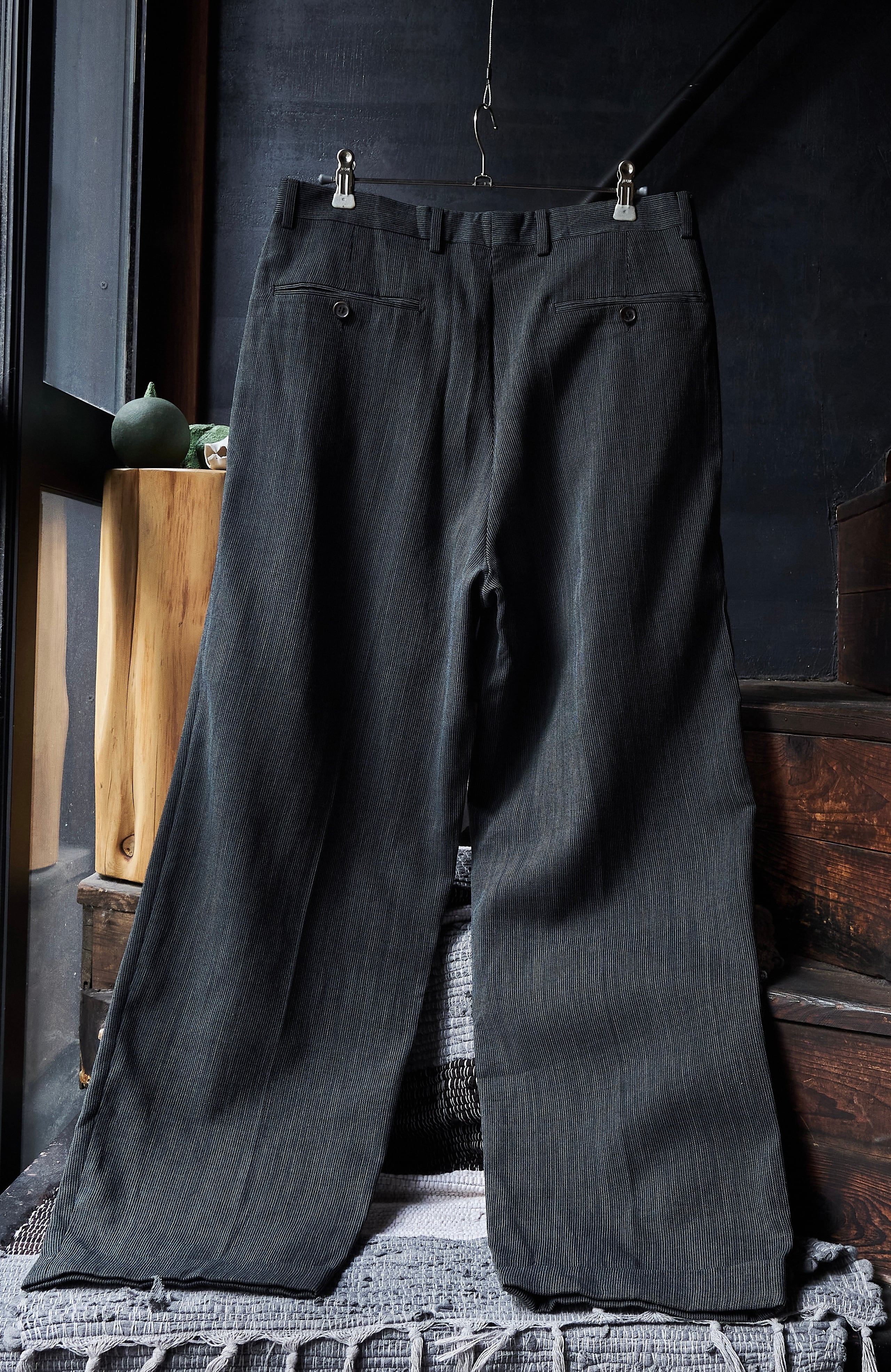 80s euro Black woven summer wool slacks | FOLLIEE.