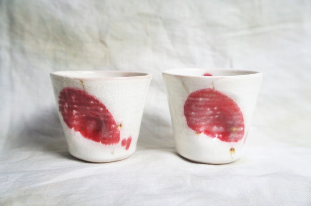 【再入荷】信楽焼　巌陶房　赤の葉のコップ