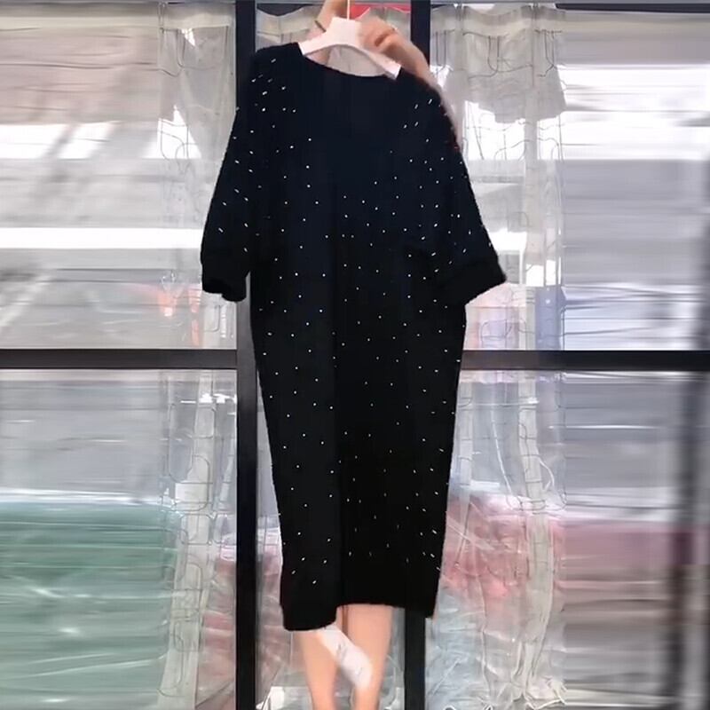 ファットMMプラスサイズ婦人服2020秋ニューブライトダイヤモンドミドル丈スリミングベリードレスウエスタンスタイルスカートプラスファット ミックスインファッション68261177404