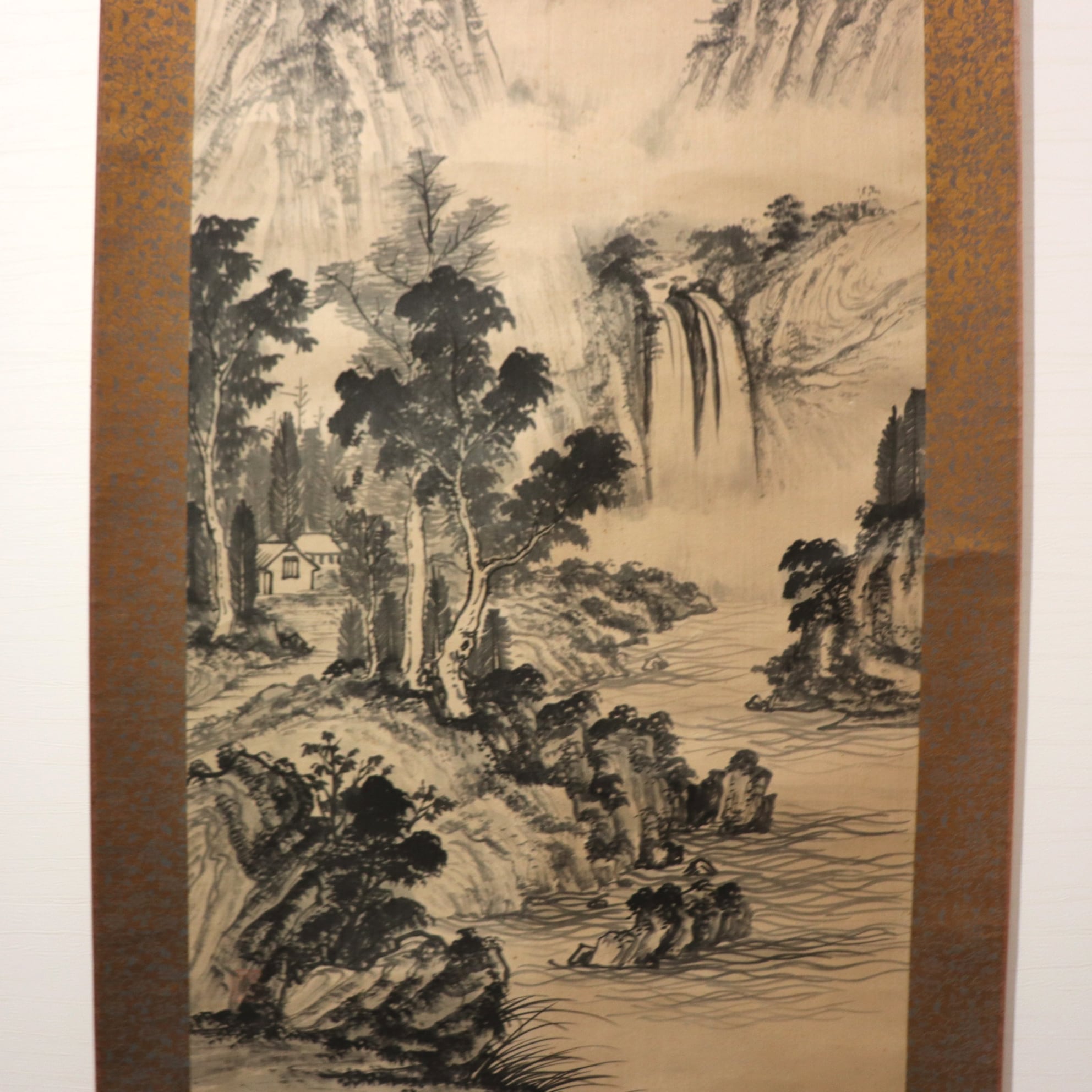 山水・儒人・掛け軸・掛軸・水墨画・No.200926-172・梱包サイズ100