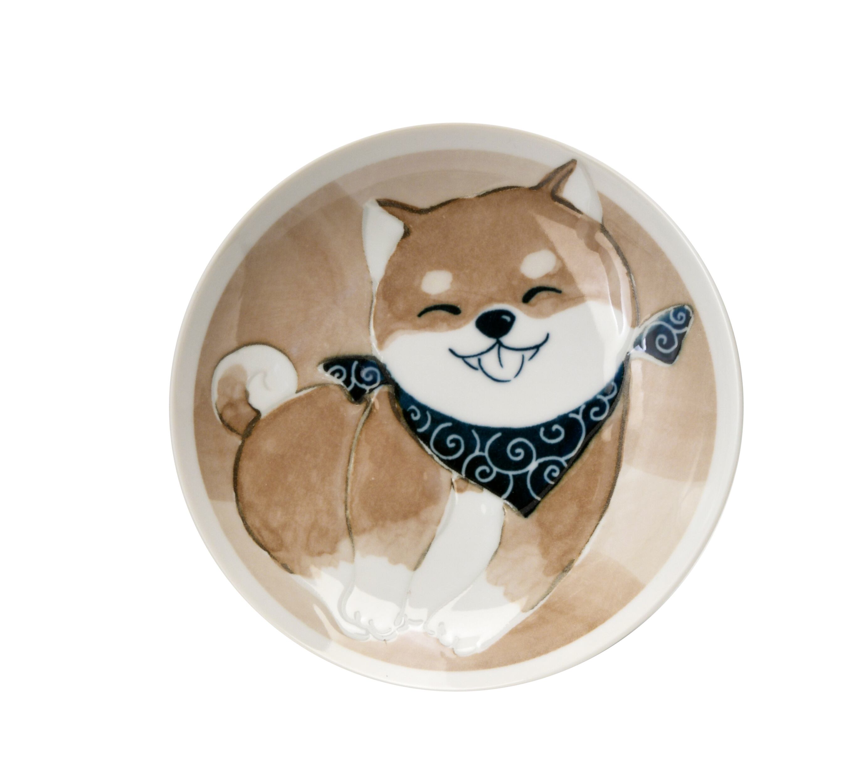 新品　日本製　笑いぬ　軽量茶碗　柴犬　ブラウン　犬 笑いぬ 5.0皿 ブラウン DG-006H | カネセ