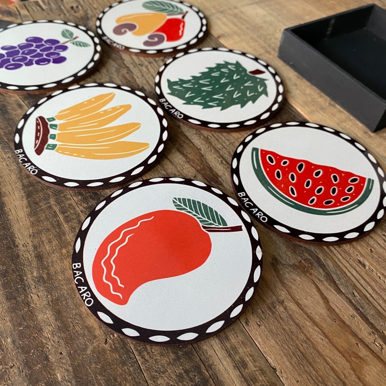 ボルジェス木版画 BACARO BORGES コースター 6枚セット