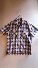 KUON/クオン half sleeves shirt  #2001-SH04 吉野格子 purple check