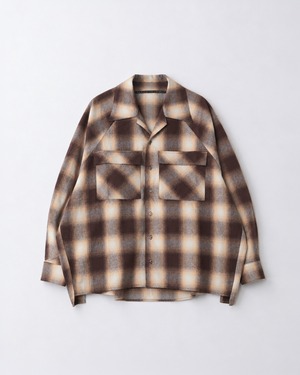 my beautiful landlet BRUSHED CHECK RAGLAN BIG SHIRT BROWN