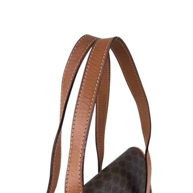 CELINE セリーヌ マカダム ハンドバッグ ブラウン PVCレザー vintage ヴィンテージ オールド 5fmrk2