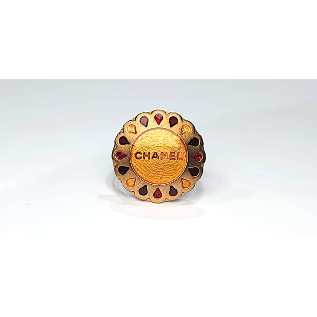 CHANEL シャネル 指輪 リング フラワーモチーフ ゴールド マルチカラー