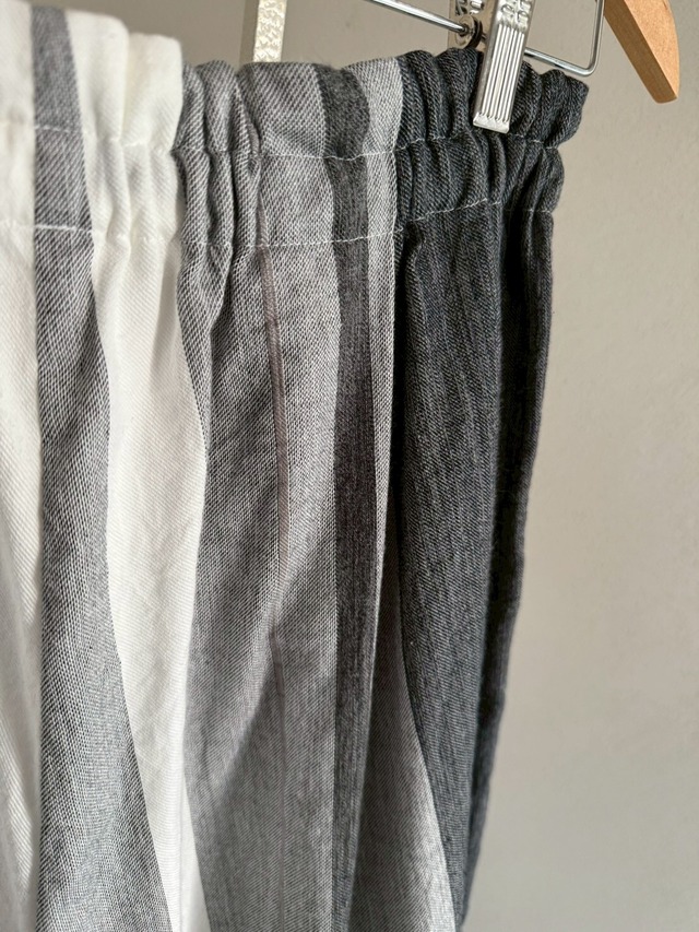 1) ワイドパンツ ロング ポケット コットン  WH/GY●  玉木新雌 tamaki niime