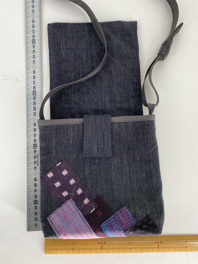 絣手作りアートショルダーバッグ　現品お届け