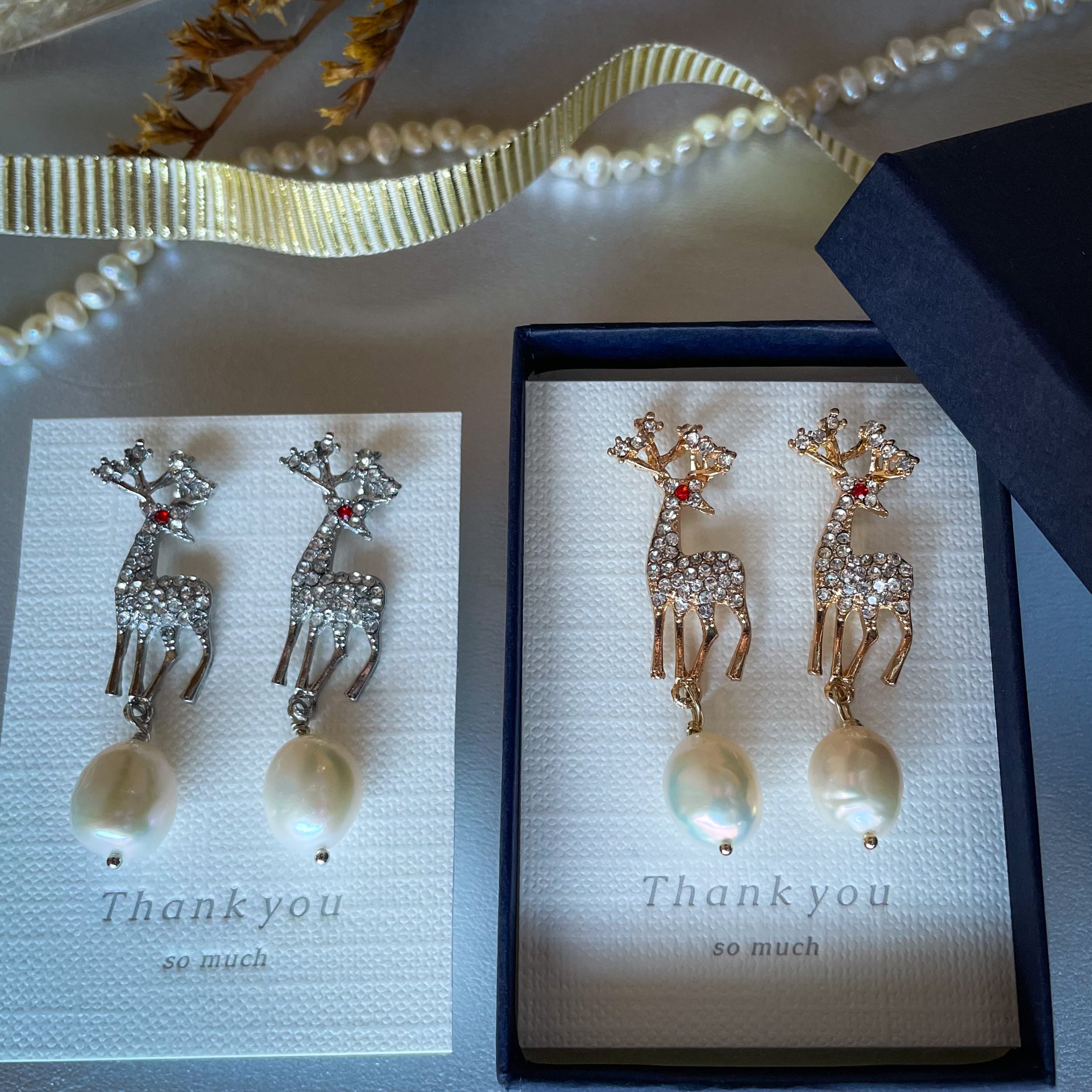 【新品】Memire さんピアス・ネックレス5点セット　クリスマス　限定ギフト 新品】Memire さんピアス・ネックレス5点セット クリスマス 限定