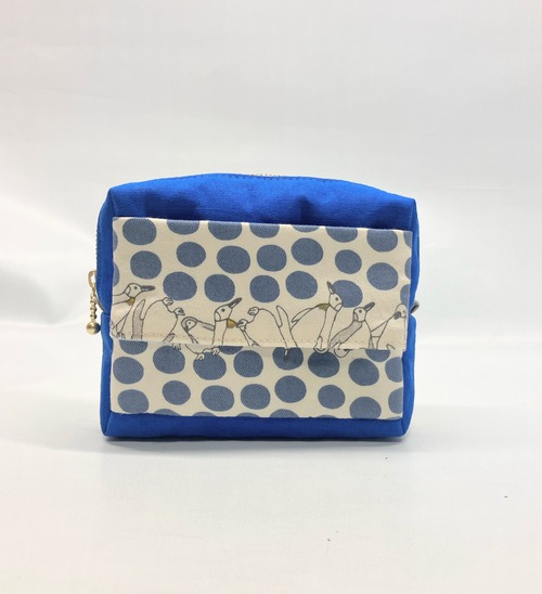 ポケットティッシュケース付き　スクエアポーチ　ペンギン｜とりさん工房ーかわいいハンドメイドポーチ