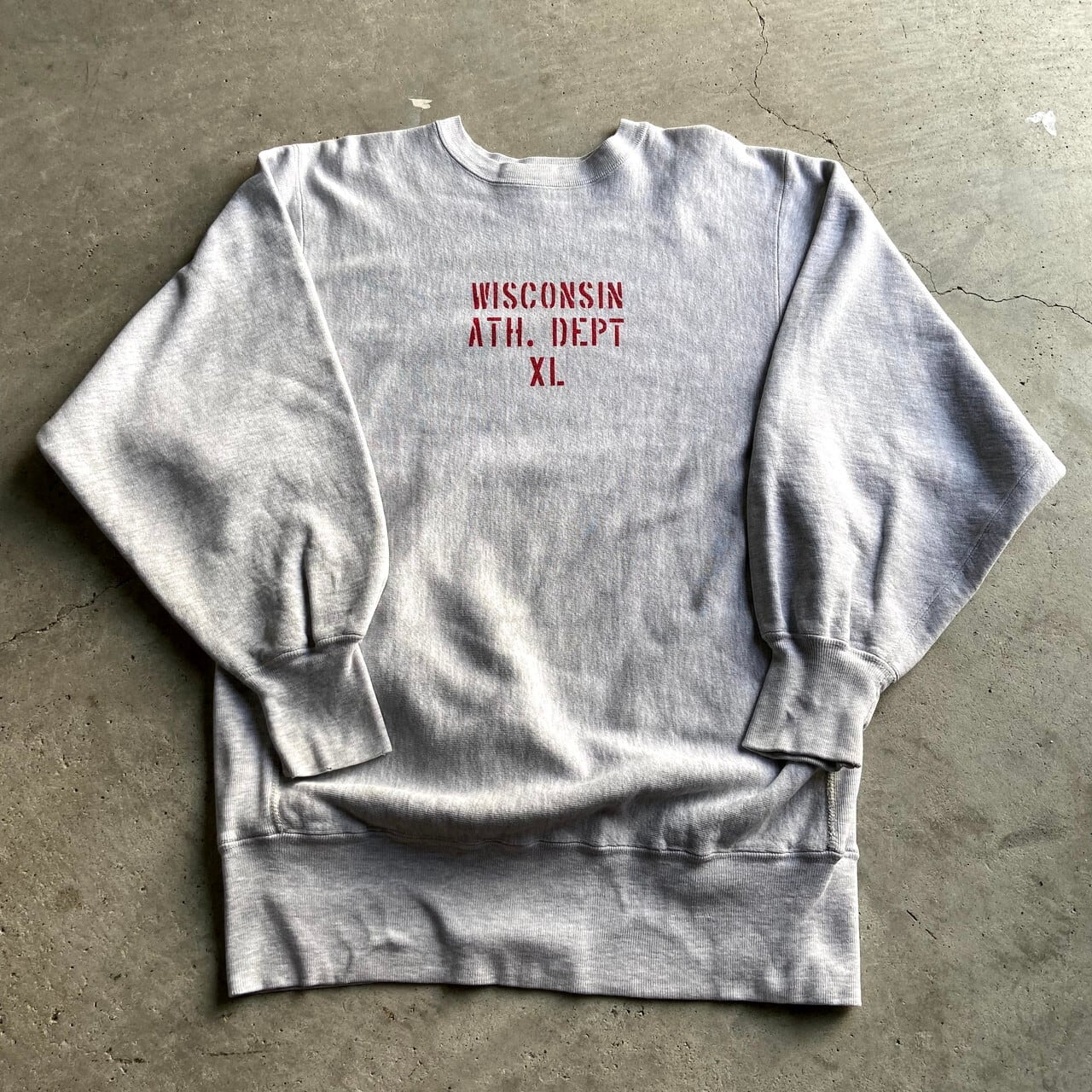 Champion vintage チャンピオン ヴィンテージ スウェット サイズ:XL 90s 刺繍タグ リバースウィーブ 3段 カレッジロゴ スウェットシャツ サウスダコタ大学モデル USA製 ヘザーグレー トップス トレーナー カジュアル ブランド 【メンズ】