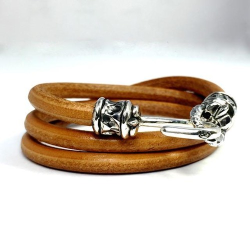 LEATHER BRACELET PIPE HOOK [TRIPLE] / パイプフックトリプルレザーブレスレット