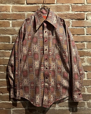 【Caka act3】70's “Sears” Oriental Pattern Vintage L/S Shirt