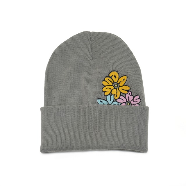 davryu triple flower AC Knit CAP [グレー]
