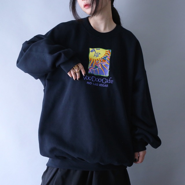 "刺繍" psychedelic art box design XXL over silhouette sweatshirt