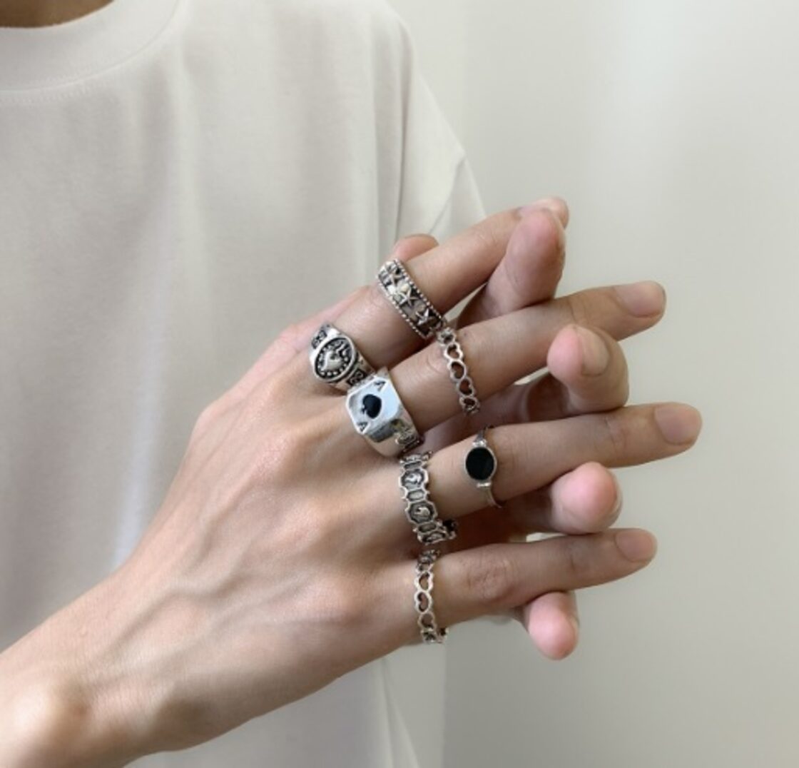 ヴィンテージ☆オニキス silver リング&ペンダントトップ セット（USA 