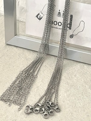 【10pcs】40cm ステンレス製アジャスター付き1.5mm幅 Oチェーンチャーム/チェーンパーツ/タッセル