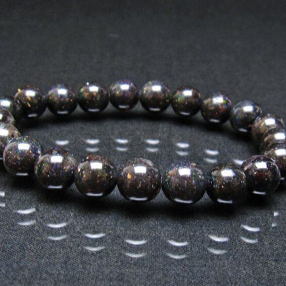 ブラックオパール ブレスレット 9mm 一点物 111-37928