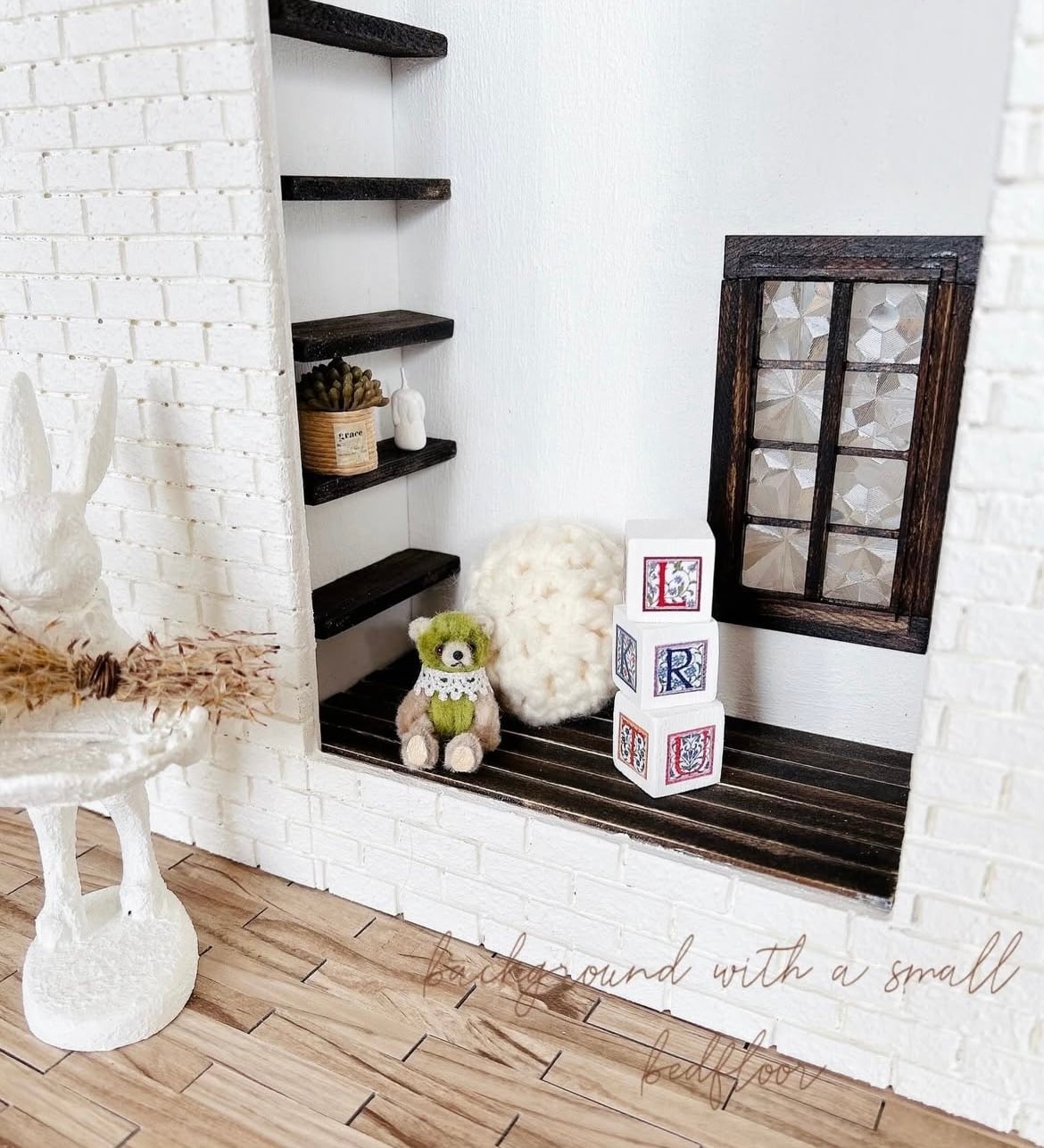 木製　ドールハウス背景ボード　ベッドがあるブライスハウス　リニューアル&SALE Latte DollHouse