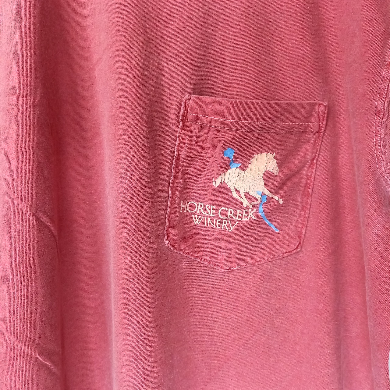 COMFORT COLORS　クルーネック　ポケットTシャツ　くすみレッド　S