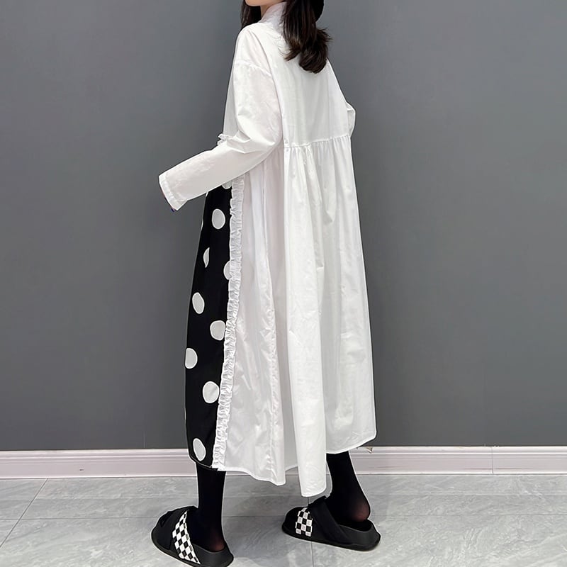 DOT STITCH A-LINE LONG SHIRT DRESS 2colors M-6100 | Magniraff(マニラフ)  モード系ファッション通販サイト
